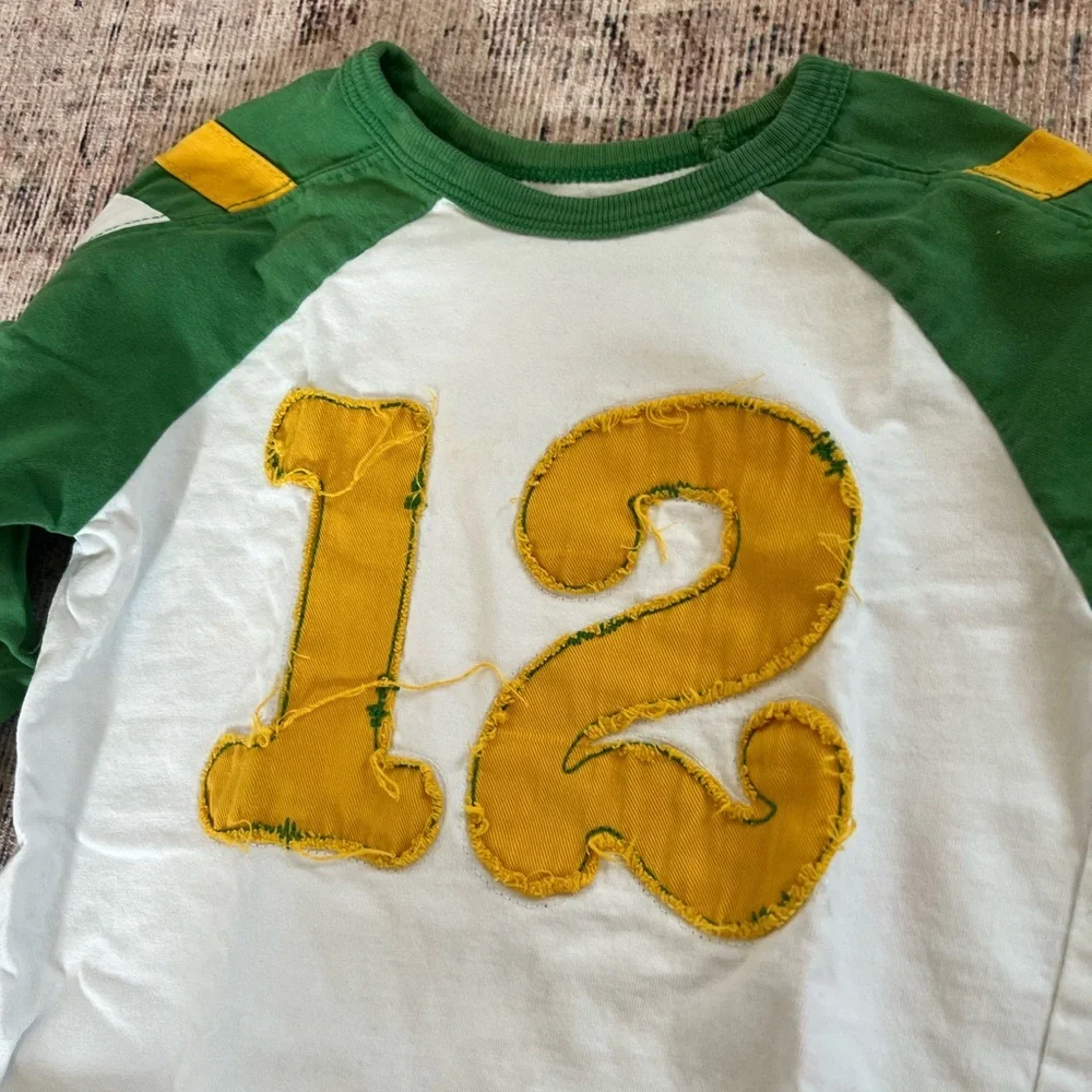 Old Navy Green and White Long Sleeve Tee with Yellow Number